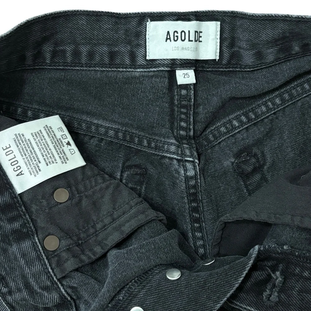 AGOLDE Parker Vintage cut Off Short Crash Black Wash Raw Hem Distressed Size 25